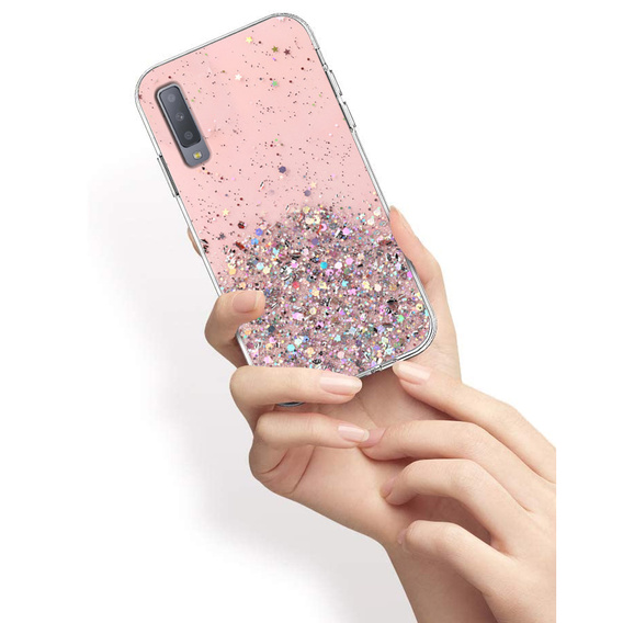 Etui do Samsung Galaxy A7 2018, Glittery, różowe