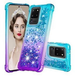 Etui Liquid Glitter do Samsung Galaxy S20 Ultra - Dropproof - Purple / Baby Blue