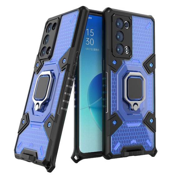 Etui ERBORD Kickstand Honeycomb do Oppo Reno6 Pro 5G / Pro+ 5G, Blue