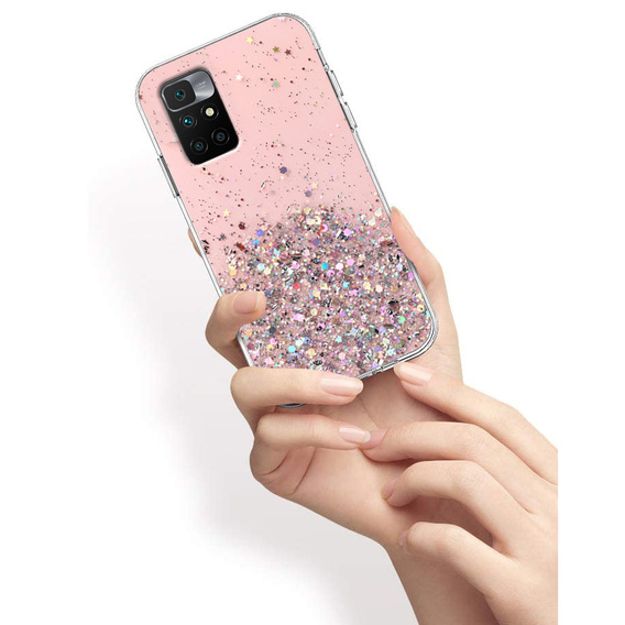 Etui do Xiaomi Redmi 10, Glittery, różowe