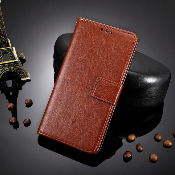 Etui z klapką do Xiaomi Poco F4 5G, Crazy Horse Wallet, brązowe