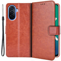 Etui z klapką do Huawei Nova Y70 4G, Crazy Horse Wallet, brązowe