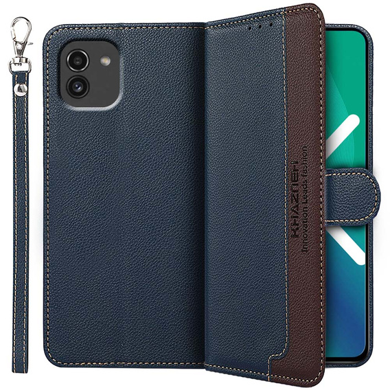 Etui Wallet do Samsung Galaxy A03, KHAZNEH RFID, Dual Color, Blue