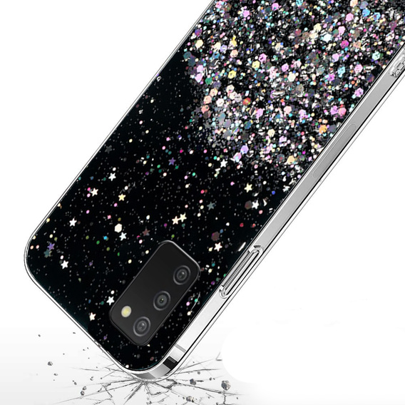 Etui do Samsung Galaxy A03s, Glittery, czarne