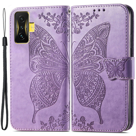 Etui z klapką do Xiaomi Poco F4 GT, Butterfly, fioletowe