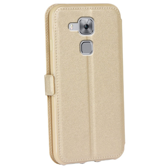 Etui z klapką do Huawei Nova Plus, Flexi Book, złote