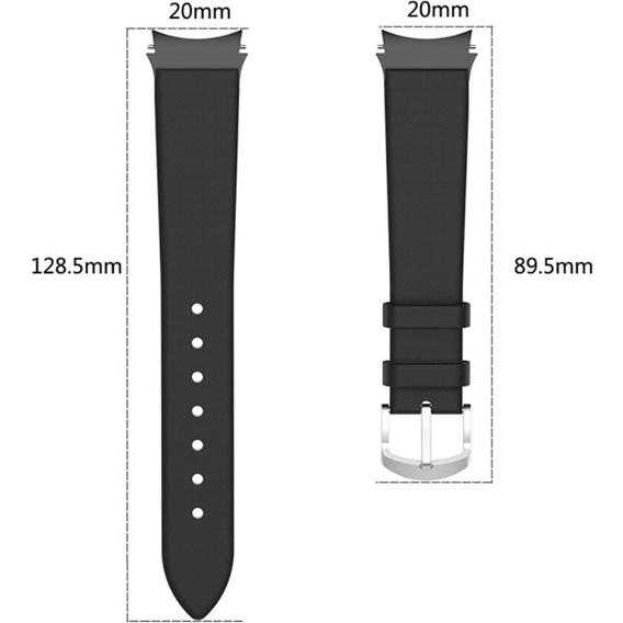 Pasek Skórzany do Samsung Galaxy Watch 4/5/6 40/42/43/44/45/46/47mm, Czarny