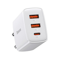 BASEUS Ładowarka Sieciowa 2xUSB + USB Type-C, 30W, White