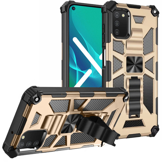 Etui do Samsung Galaxy A03s, Armor Kickstand, złote