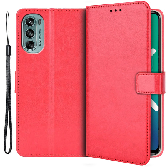 Etui z klapką do Motorola Moto G62 5G, Crazy Horse Wallet, czerwone