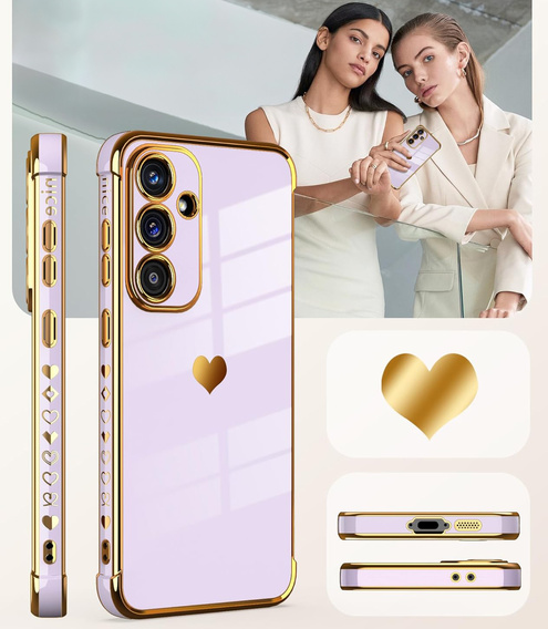 Etui do Samsung Galaxy A56 5G, Electro heart, fioletowe + Szkło 9H