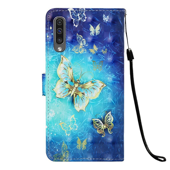 Etui Wallet do Samsung Galaxy A50/A30s, Light Spots Decor, Gold Butterfly