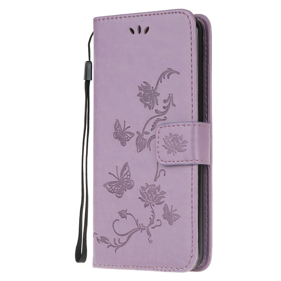 Etui z klapką do Motorola Moto G10 / G30, Butterfly, fioletowe