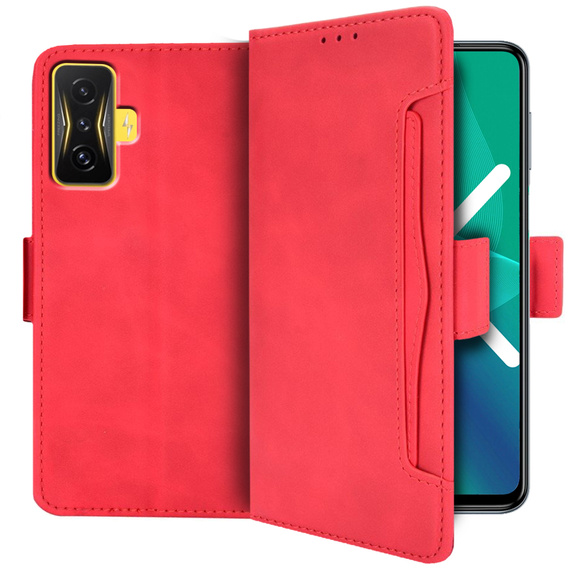 Etui z klapką do Xiaomi Poco F4 GT, Card Slot, czerwone