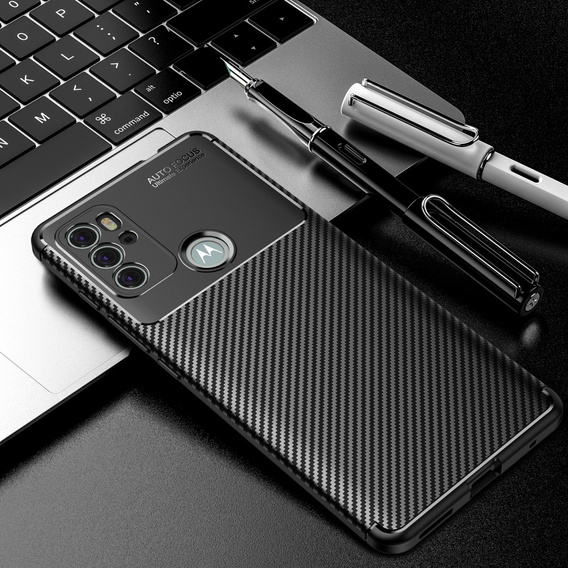 Etui do Motorola Edge 20 Pro - CARBON FIBER - Z ochroną aparatu - Black