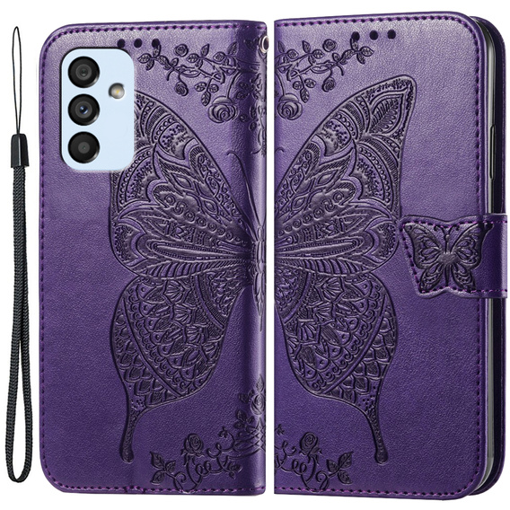 Etui z klapką do Samsung Galaxy M23 5G / M13, Butterfly, fioletowe