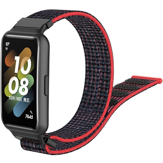 Pasek nylonowy do Huawei Band 7, Black/Red