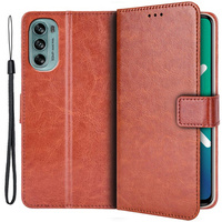 Etui z klapką do Motorola Moto G62 5G, Crazy Horse Wallet, brązowe