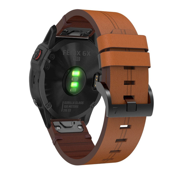 Skórzany Pasek do zegarka Garmin Fenix 7X / 6X Pro / 6X - Brown