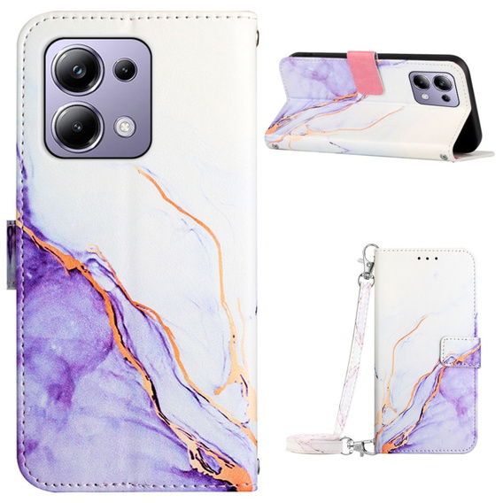 Etui z klapką do Xiaomi Redmi Note 13 Pro 4G, Wallet, Marble fioletowe