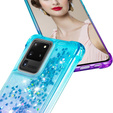 Etui Liquid Glitter do Samsung Galaxy S20 Ultra - Dropproof - Purple / Baby Blue