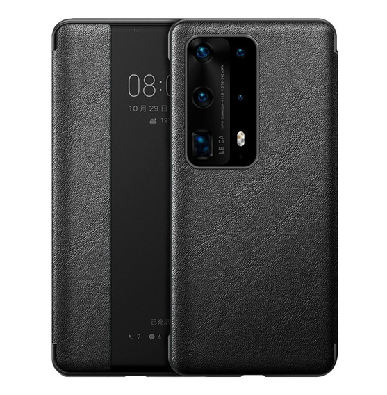 Etui z klapką do Huawei P40, Obudowa Side View Case, Czarne