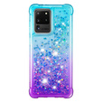 Etui Liquid Glitter do Samsung Galaxy S20 Ultra - Dropproof - Purple / Baby Blue