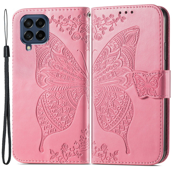 Etui z klapką do Samsung Galaxy M53 5G, Butterfly, różowe