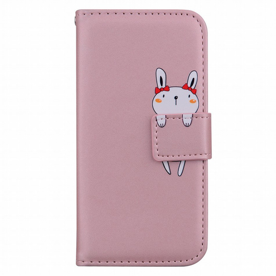 Etui z klapką do Motorola Moto G22, Wallet Bunny, różowe