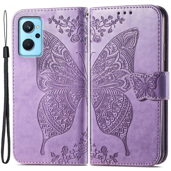 Etui z klapką do Realme 9i / Oppo A96, Butterfly, fioletowe