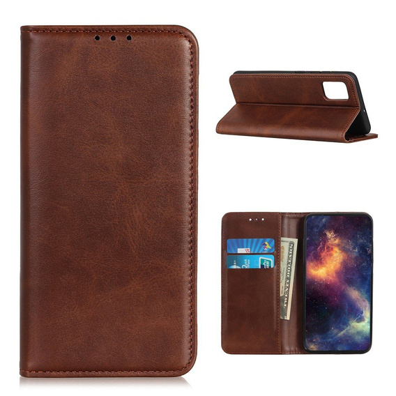 Etui z klapką do Samsung Galaxy M51, Split Leather, brązowe