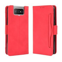 Etui z klapką do Asus Zenfone 7 / 7 Pro, Card Slot, czerwone