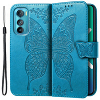 Etui z klapką do Motorola Edge 30, Butterfly, niebieskie