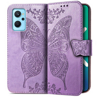 Etui z klapką do Realme 9i / Oppo A96, Butterfly, fioletowe