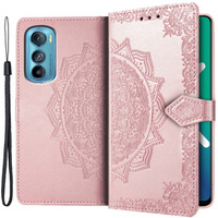 Etui z klapką do Motorola Edge 30, Mandala, różowe