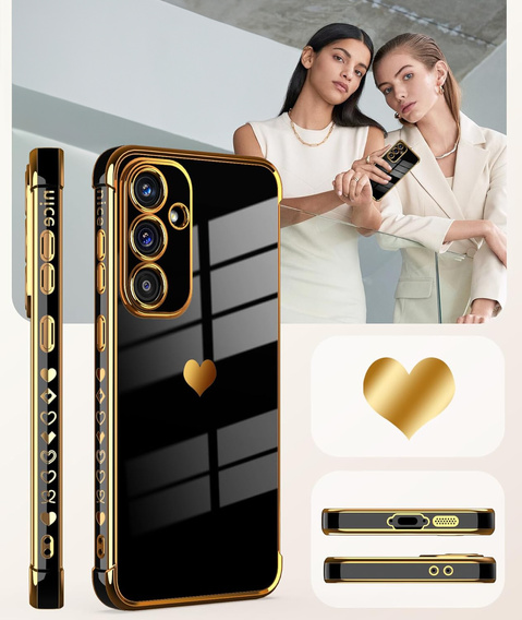 Etui do Samsung Galaxy A56 5G, Electro heart, czarne + Szkło 9H