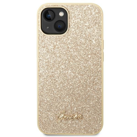 Etui GUESS do iPhone 14 Plus, Glitter Script Hardcase, złote