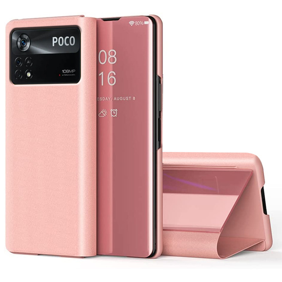 Etui do Xiaomi Poco X4 Pro 5G, Clear View, różowe rose gold