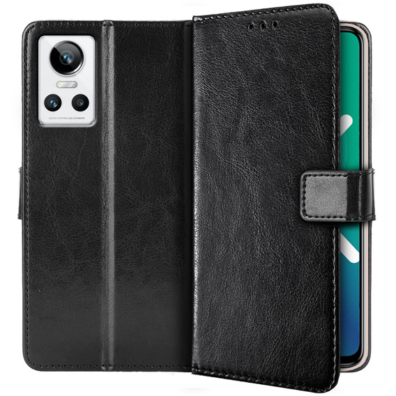 Etui z klapką do Realme GT Neo 3, Crazy Horse Wallet, czarne