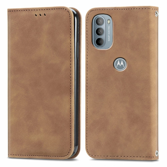 Etui Wallet do Motorola Moto G31 / G41, Vintage Style Smooth, Brown