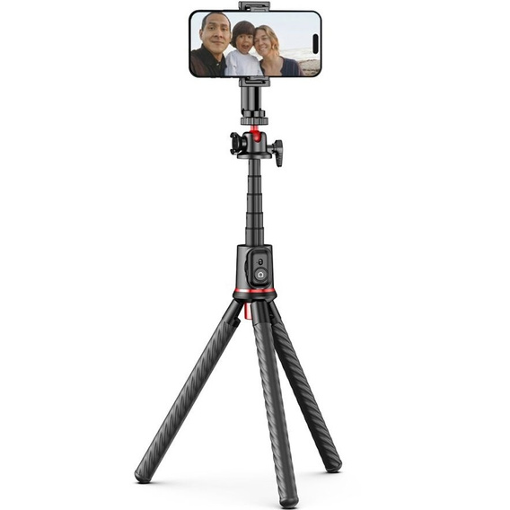 Tech-Protect L07S Bluetooth Kijek Selfie Stick Flexble Tripod, Czarny