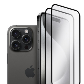 2x Szkło Hartowane do iPhone 15 Pro Max, ERBORD 3D pełne, szybka na cały ekran
