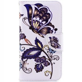 Etui z klapką do Huawei Y5 2018, Wallet, Butterfly & Flower białe