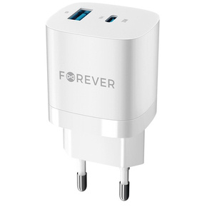 Forever Ładowarka Sieciowa 33W GaN USB-C, USB, White