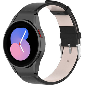 Pasek Skórzany do Samsung Galaxy Watch 4/5/6 40/42/43/44/45/46/47mm, Czarny