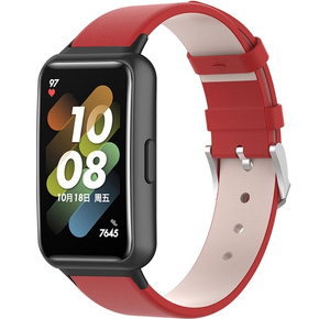 Pasek ze skóry naturalnej do Huawei Band 7, Red