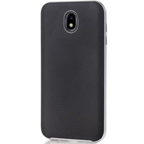 Srebrne Etui Neo Hybrid Carbon Case Samsung Galaxy J7 2017