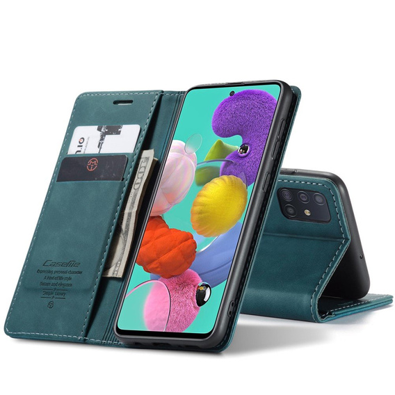 Etui CASEME do Samsung Galaxy A51, Leather Wallet Case, Green