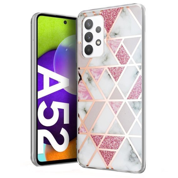 Etui ERBORD Slim do Samsung Galaxy A52 / A52s, Marble Pattern, Pink/White