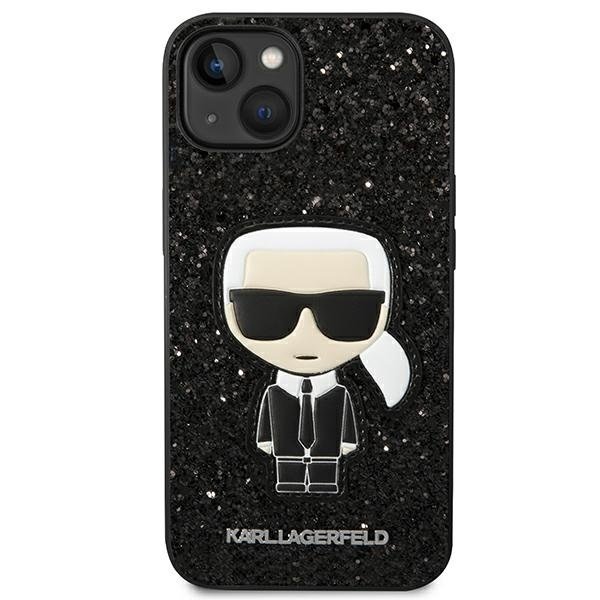 Etui Karl Lagerfeld do iPhone 14 Plus, Glitter Flakes Ikonik, czarne